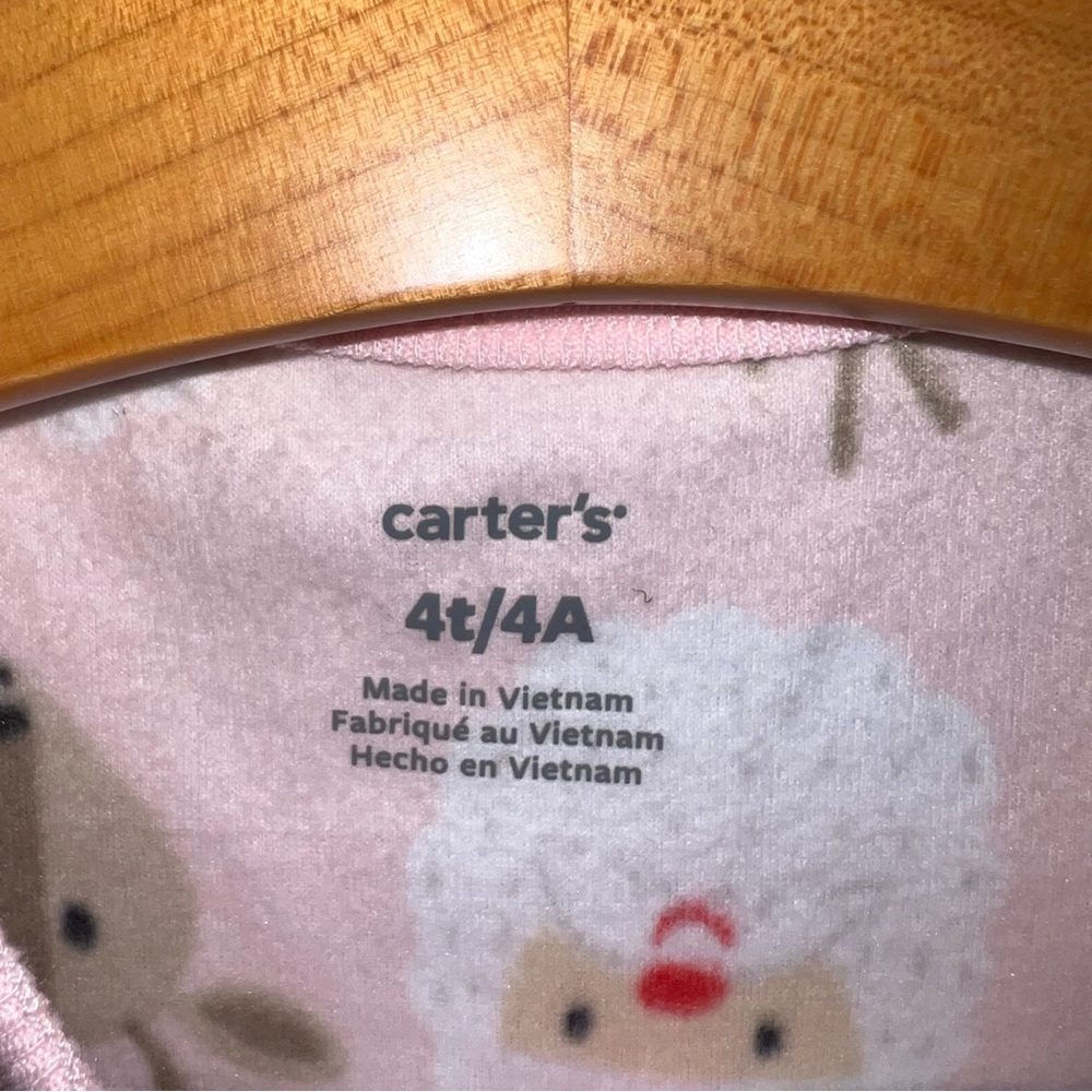 Girls Carter’s size 4T zip up Footed Pajamas Holliday Santa 🦌! Like new! - Picture 3 of 11